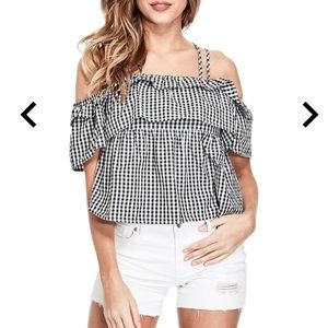 GINGHAM OFF-THE-SHOULDER TOP